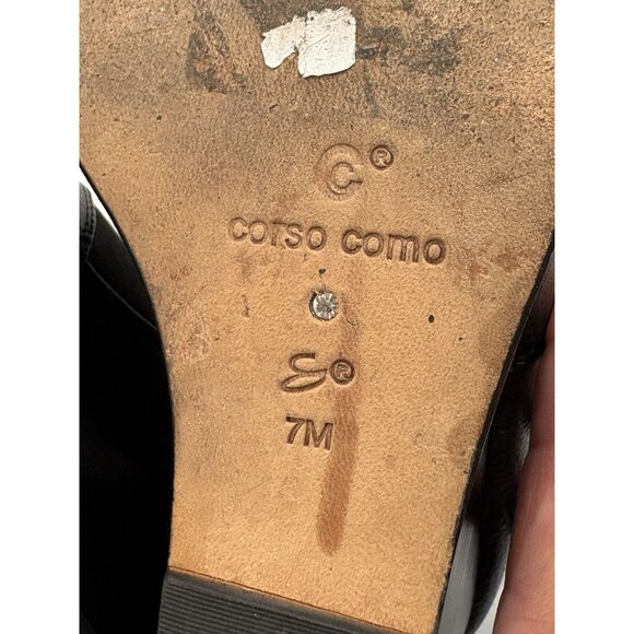 Corso Como Wedge Heel Booties Womens Size 7 Black Leather Ankle Boots - Picture 6 of 8